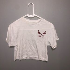 White Cropped Flamingo Lira Shirt